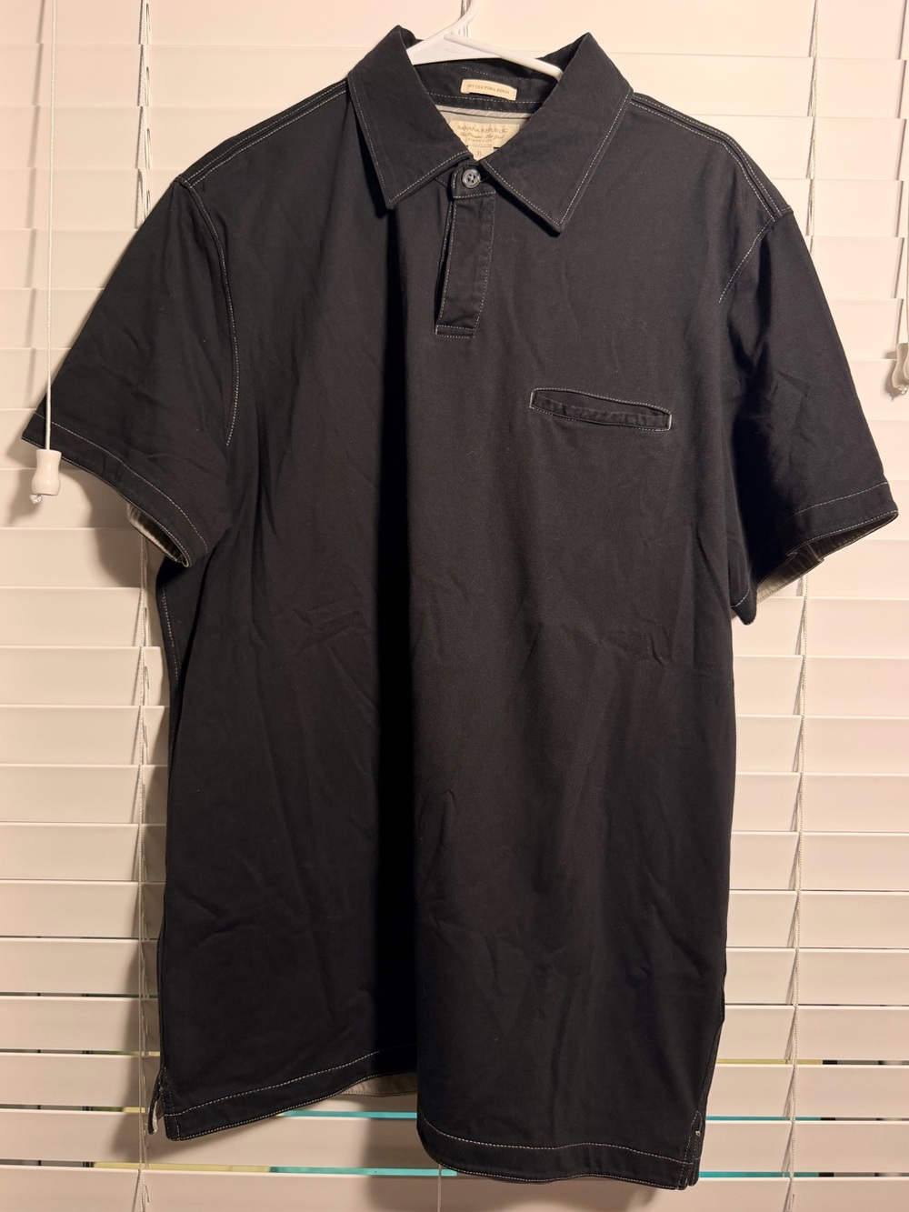 Banana Republic Black Short-Sleeve Polo with Contrast Stitching
